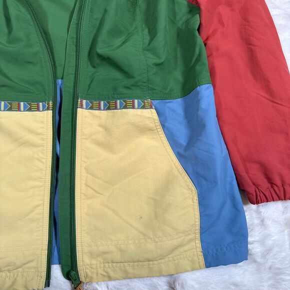 L.L.Bean Womens Colorblock Aztec Southwestern Hooded Anorak Windbreaker Sz M - Picture 9 of 9